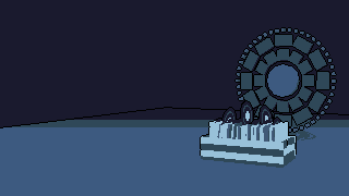 A crate of records in blank gray sleeves, and behind it an empty Camelot wheel.